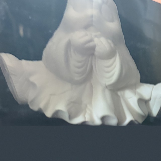 Ghost pair, number 468, unpainted bisque on black velvet